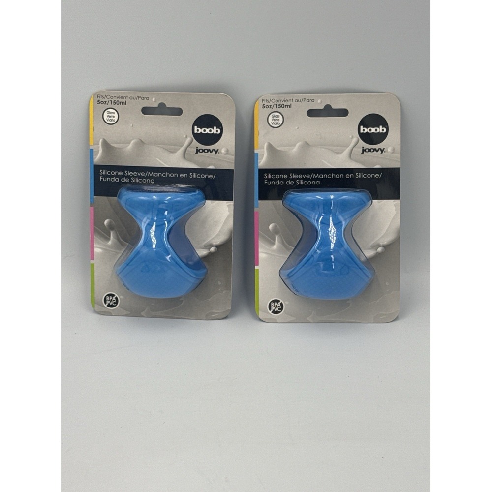 Joovy Boob Silicone Sleeve Blue 5oz / 150ml Glass Baby Bottle Cover BPA Free - 2